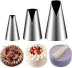Suuker 3 Pieces Russian Piping Tips Set,V-shaped Wave Cake Decorating Nozzles Tips Piping Kit for Pastry Cupcakes Cakes Cookies Decorating Stainless Steel Kitchen Gadgets