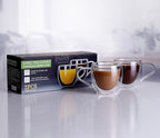 CNGLASS Double Wall Glass Coffee Mugs with Handle,10oz Clear Insulated Glass Espresso Cups for Hot and Cold Beverages,Latte,Cappuccino,Set of 2