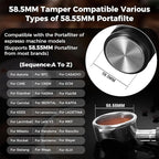 IKAPE Coffee Products, 58MM Espresso Tamper, Premium Barista Coffee Calibrated Tamper with Spring Loaded, 100% Stainless Steel Tamper Compatible with All 58MM Bottomless Portafilter (Black)