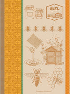 Garnier Thiebaut Miel Et Abeilles Ocre (Honey and Bees) French Kitchen Towel 22"x30", Cotton, Jacquard