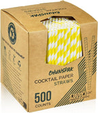 5.75 inch Short Yellow Paper Drinking Straws for Cocktail, Coffee, Mixed Drinks, 500 Counts - Compostable