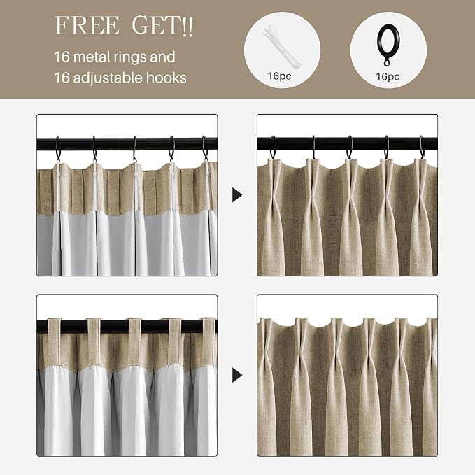 Pinch Pleated Linen Curtains 100% Blackout 84 Inches Long - Image 7
