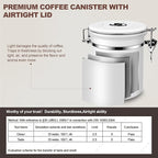 ShanSon Coffee Canister Airtight Coffee Container Stainless Steel Coffee Bean Storage Container with Scoop Coffee Canister for Beans Grounds Sugar Flour Tea Cereal,11OZ, White