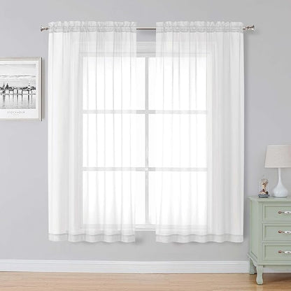 Simplebrand White Sheer Curtains, 2 Panels Set by Simplebrand