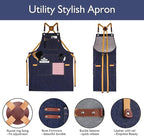 10 Pack Kitchen Aprons, Work Apron, Canvas, Multiple Pockets, Gardening, Painting, BBQ, Artist, Carpenter, Sizes M to XXL, Denim