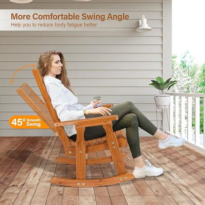 VINGLI Outdoor Rocking Chair Set of 2, Heavy Duty 600 LBS Wooden Rocking Chair - Image 4