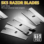 DIYSELF Razor Blade Scraper, 1 Pack Razor Scraper with 15 Razor Blades, Ergonomic Handle, Scraper for Cleaning Glass Stove Top, Windows, Razor Scraper Tool for Oven Door, Cooktop