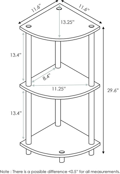 Furinno TURN-N-TUBE Corner Shelf, 3-Tier Corner Bookshelf, Display Storage - Image 3