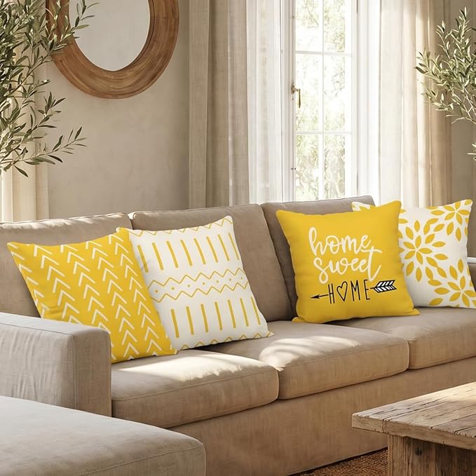 YCOLL Pillow Covers 20x20 Set of 4, Modern Sofa Throw Pillow Cover, Decorative - Image 4