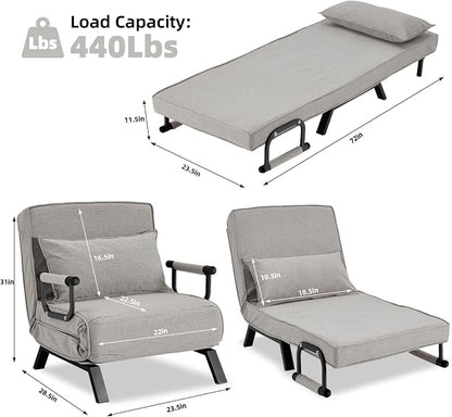 Hupmad Convertible Bed Sleeper Chair, Tri-fold Upholstered Armchair Sleeper - Image 3