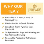 BREWIX, Royal Orange Spice Black Tea (25 Pyramid Tea Bags) | Premium Caffeinated Blend with Zesty Orange & Warming Spices | Warming Winter Blend Perfect for the Holidays | Iced Tea Bags | Sugar-Free
