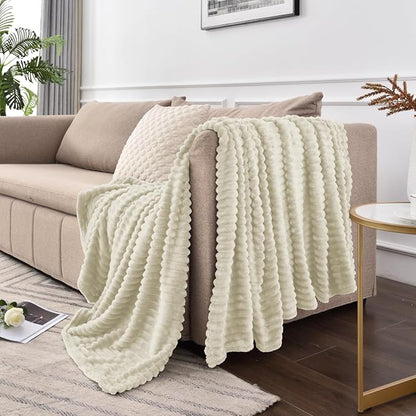 BEDELITE 3D Ribbed Jacquard Beige King Size Blankets - Image 6
