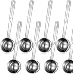 Geiserailie 8 Pieces 2 Tablespoon Scoops with Long Handle, 30 ml Stainless Steel Measuring Spoon for Coffee Milk Fruit Powder, Loose Tea Dry, Spice Jar, Cooking Baking, and Other Dry Goods