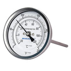 MEASUREMAN Fully Stainless Steel Pot, Kettle, Brewing Bimetal Dial Thermometer, 3" Dial, 6" Stem, 0-250 deg F/-20-120 deg C, -1% Accuracy, Adjustable, 1/2" NPT Back Mount