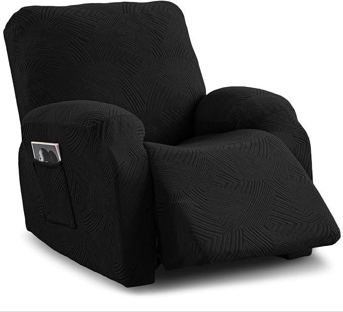 Oversized Recliner Chair Covers, 4-Piece Stretch Geometric Strokes Jacquard by Unknown