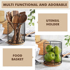 MosJos Coffee Pod Storage Holder, Metal Wire Basket with Wood Base, Countertop Coffee Capsule Organizer (89357)