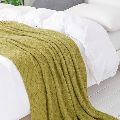 BOURINA Olive Green Throw Blanket 50x60 Inches Throw Textured Solid Soft Sofa - Image 6