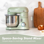 Kitchen in the Box Stand Mixer, 3.5 QT Small Electric Kitchen Mixer, 10-Speed Portable Lightweight Food Mixer with Stainless Steel Bowl, Egg Whisk, Dough Hook, Beater (Sage Green)
