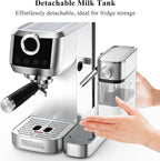 Cappuccino Coffee Machine, Espresso Machine Touchscreen Control with Auto Milk Frother, Stainless Steel Espresso Maker 20 Bar, Latte Coffee Maker with for Home, Office with Timer