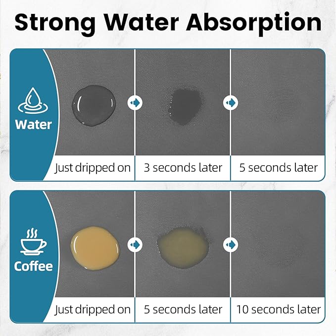 PoYang 24"x16" Coffee Mat Large, Coffee Bar Accessories for Countertop, Absorbent Dish Drying Mat, Anti-Slip and Hide Stain Pad for Espresso Machine, Espresso Maker and Kitchen Counter, Gray