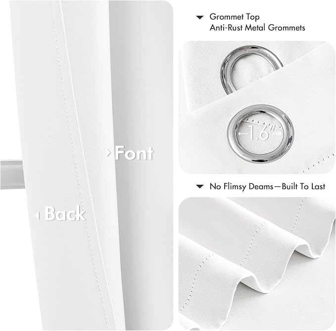 MIULEE Blackout Curtains for Bedroom 2 Panels 34 x 54 Inch Long Pure White | - Image 4