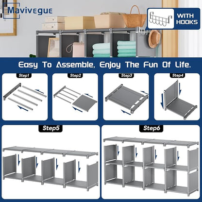 Mavivegue Book Shelf, 16 Cube Storage Organizer, DIY Bookcase, Metal Cube - Image 8