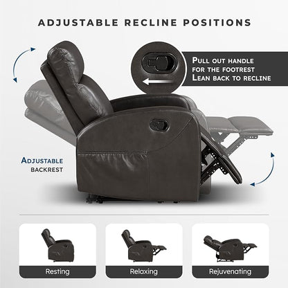 Lexicon Manual Reclining Sofa, Faux Leather Recliner Sofa, Wall Hugger - Image 4