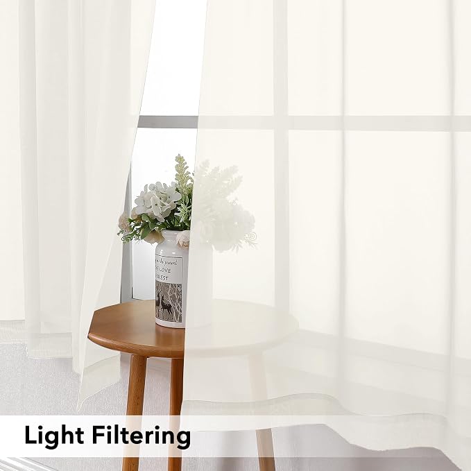 Simplebrand Rod Pocket Top Solid Voile Sheer Curtains - Image 4