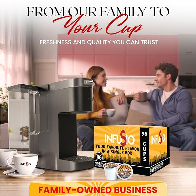 InfuSio Hazelnut Coffee Pods, Single Serve Coffee Pods for Keurig K Cups Brewers - Premium Roasted 96 Count