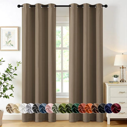MIULEE Blackout Curtains for Bedroom 2 Panels 40 x 84 Inch Long Khaki | Thermal by MIULEE