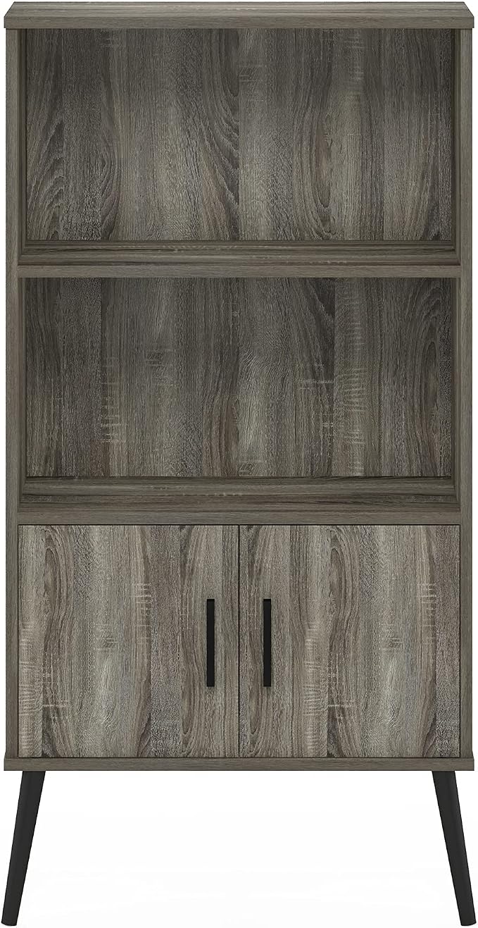 Furinno Claude Mid Century Style Accent Wooden Leg Bookcase Cabinet - Image 6