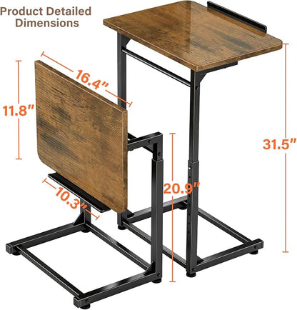 Tv Tray Table Set of 2, 8-Level Adjustable Height Couch Side Table，90° Tilt - Image 2