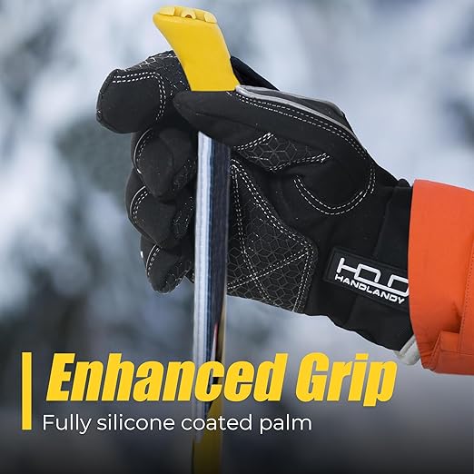 HANDLANDY Waterproof Insulated Work Gloves, 3M Thinsulate Thermal Winter Gloves for Men Women Touch Screen, Warm Ski Snowboard Cold Weather Gloves (Black, XX-Large)