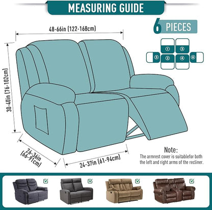 TAOCOCO Recliner Loveseat Slipcover, 6 Pieces Dual Recliner Sofa Covers - Image 5