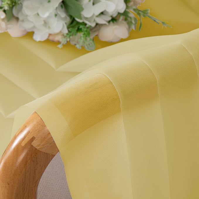 Chyhomenyc Mustard Yellow Sheer Curtains 45 Inches Long, Light Filtering Window - Image 2