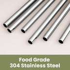 Tomorotec 6-Pack Stainless Steel Reusable Straw with Silicone Tip 3 Sizes, Metal Drinking Straws Fit for Stanley Quencher Tumblers 40oz, 30oz, 20oz, 14oz, Cleaning Brushes Included (Rainbow)