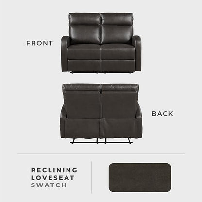 Lexicon Manual Reclining Loveseat, Faux Leather Loveseat Recliner, Wall Hugger - Image 6