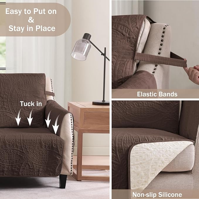 Quilted Recliner Chair Covers, Water-Repellent Recliner Slipcovers, Recliner - Image 3