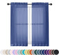 Sheer Curtains 54 Inch Length 2 Panels Set, Royal Blue Clear Sheer Short by OWENIE