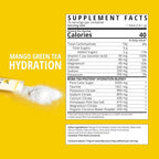 Boba Tea Hydration | Electrolyte Powder Drink Mix | Mango Green Tea | 1000mg Electrolytes, Vitamin C | 16 Stick Packets