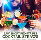 [500 Counts] Chunspak 5.75 inch Disposable Red White Striped Small Paper Straws for Cocktail, Coffee and Short Drinks - Eco-friendly