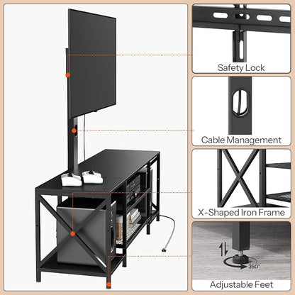 HOOBRO TV Stand with Mount and Power Outlet, LED Entertainment Center with - Image 4