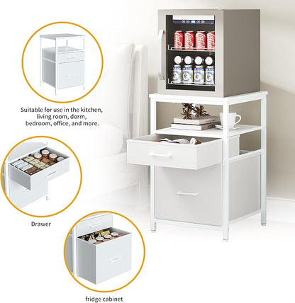 Herture Mini Fridge Stand with 3 Storage, Mini Fridge Cabinet, Beverage Fridge - Image 5