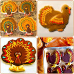 Thanksgiving Cookie Cutters Set 5PCS, Food-grade Stainless Steel Turkey Pumpkin Pine Cones Maple Leaf Fall Cookie Cutters Shapes, Sturdy Metal Biscuit Cutters for Home Holiday Family Baking