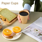 LITOPAK 100 Pack 10 oz Kraft Paper Coffee Cups for Water, Juice, and Tea, Disposable Hot Coffee Cups for Home, Restaurant, Store, and Cafe