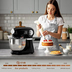Cowsar Stand Mixer, 12 Speeds Tilt-Head Electric Commercial Stand Mixer, 3-In-1 Kitchen Mixer with Bowl, Dough Hook, Whisk and Beater, Black