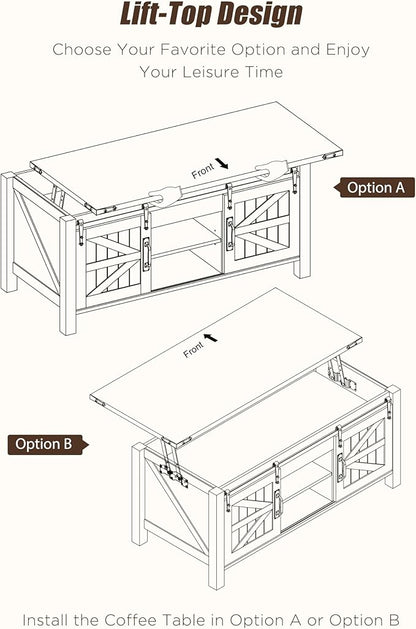 OKD 48" Farmhouse Lift Top Coffee Table - Image 5