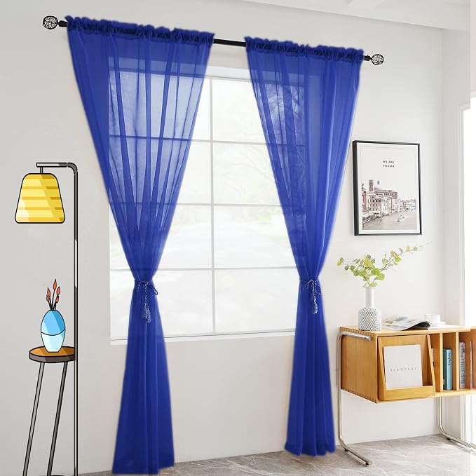 SpaceDresser Sheer Voile Window Treatment Rod Pocket Curtain Panels - Image 2