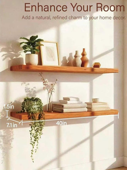 Solid Wood Floating Shelves, 40in Finished Real Wood Wall Shelves - Image 4
