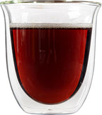 Restaurantware-Forma Professional 6.8 Ounce Double Wall Coffee Cups, 2 Insulated Latte Glasses - Dishwashable, Reusable, Clear Glass Beverage Cups, Freezable, For Hot Or Cold Beverages